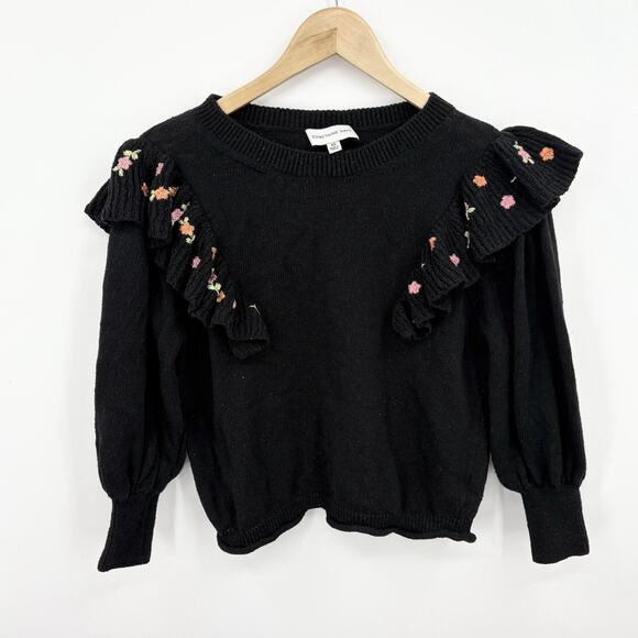 Something Navy Sweaters - Something Navy Sweater XSmall Whimsigoth Embroidered Floral Ruffle Romantic Boho